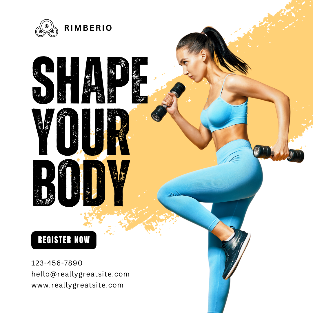 Yellow White Modern Fitness Gym Instagram Post